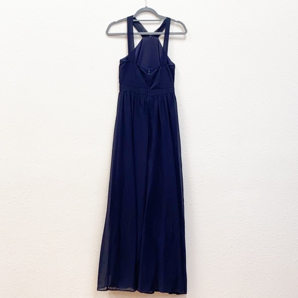 Lulus - Halter Dark Blue, Double Lined Maxi, Formal Dress, Size S - Picture 3 of 12